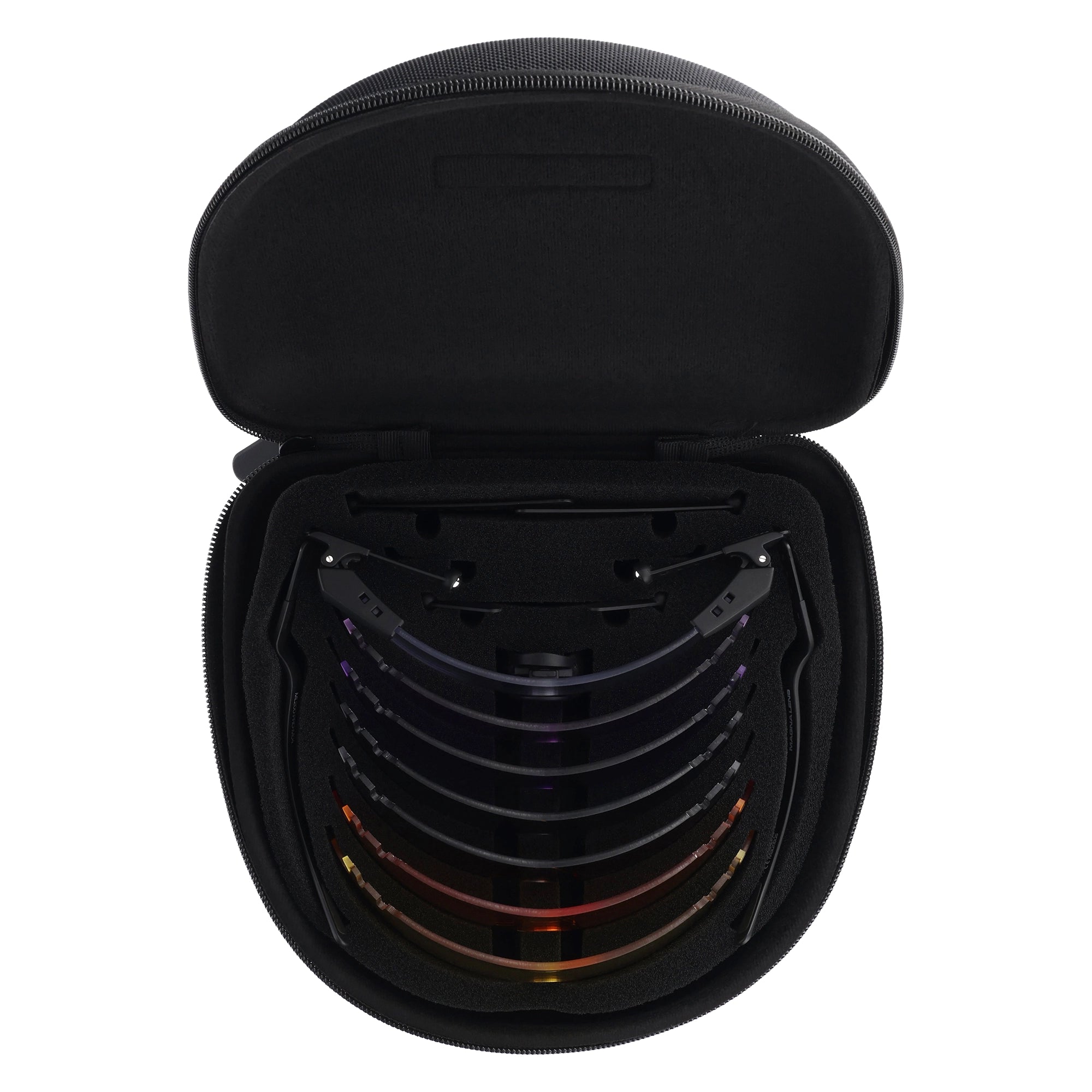 ML Pro Shooting Glasses full kit with 7 lenses and rigid zipper case - top view