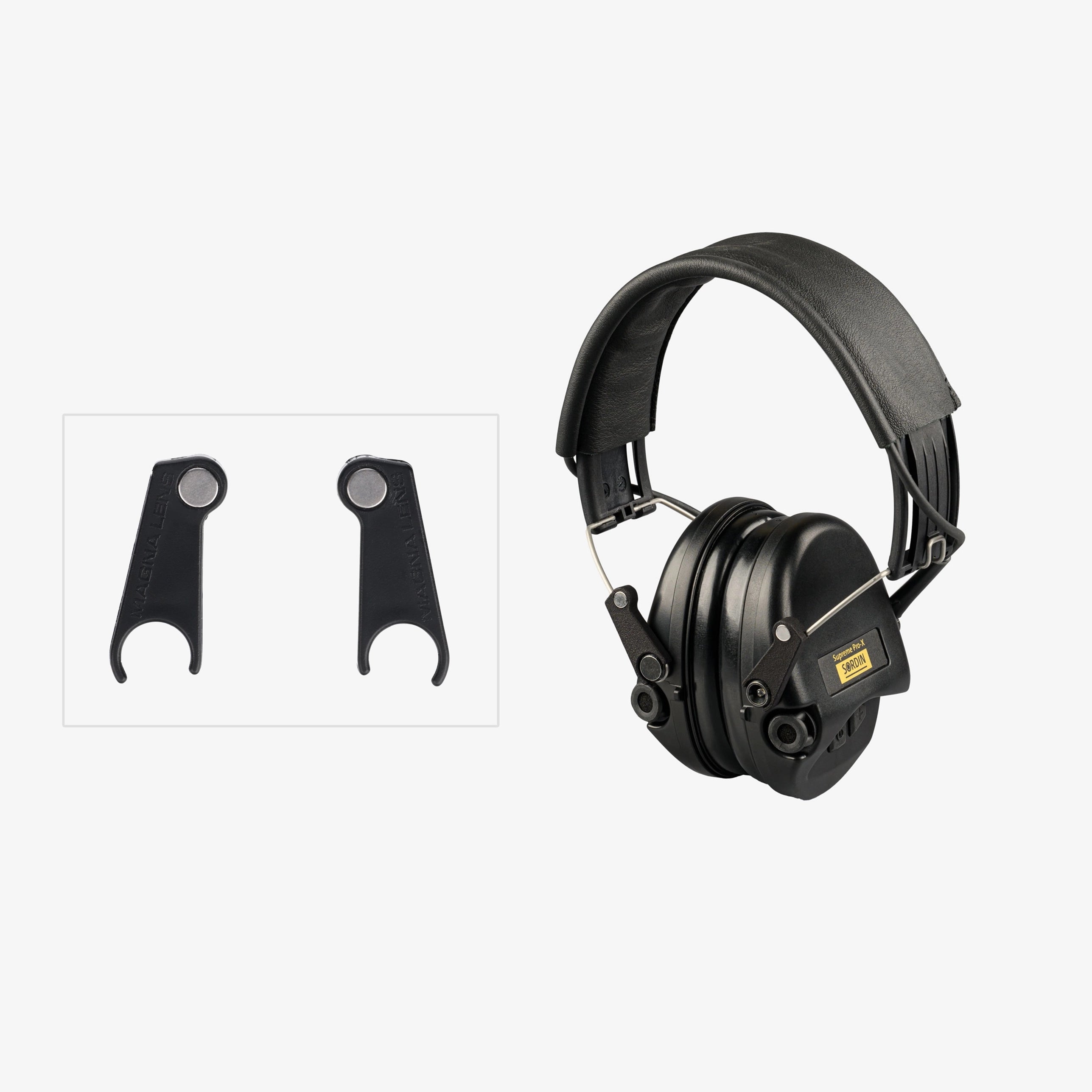 Magna Lens® Snap On Adapter Set for Sordin® Supreme Earmuffs (adds a magnetic connection to Sordin® Supreme earmuffs) - Headband style only (not neckband style)