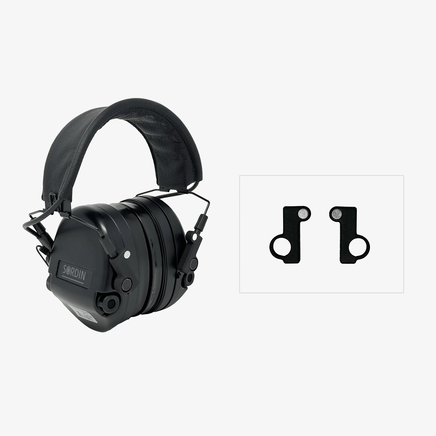 Sordin MIL Magnetic Earmuff Adapters Installed